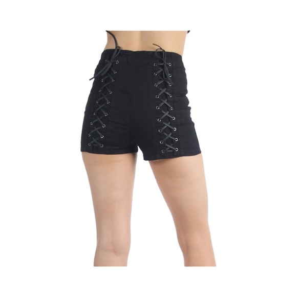Goth Corset Double Lace-Up Women Shorts - Picture 4 of 7